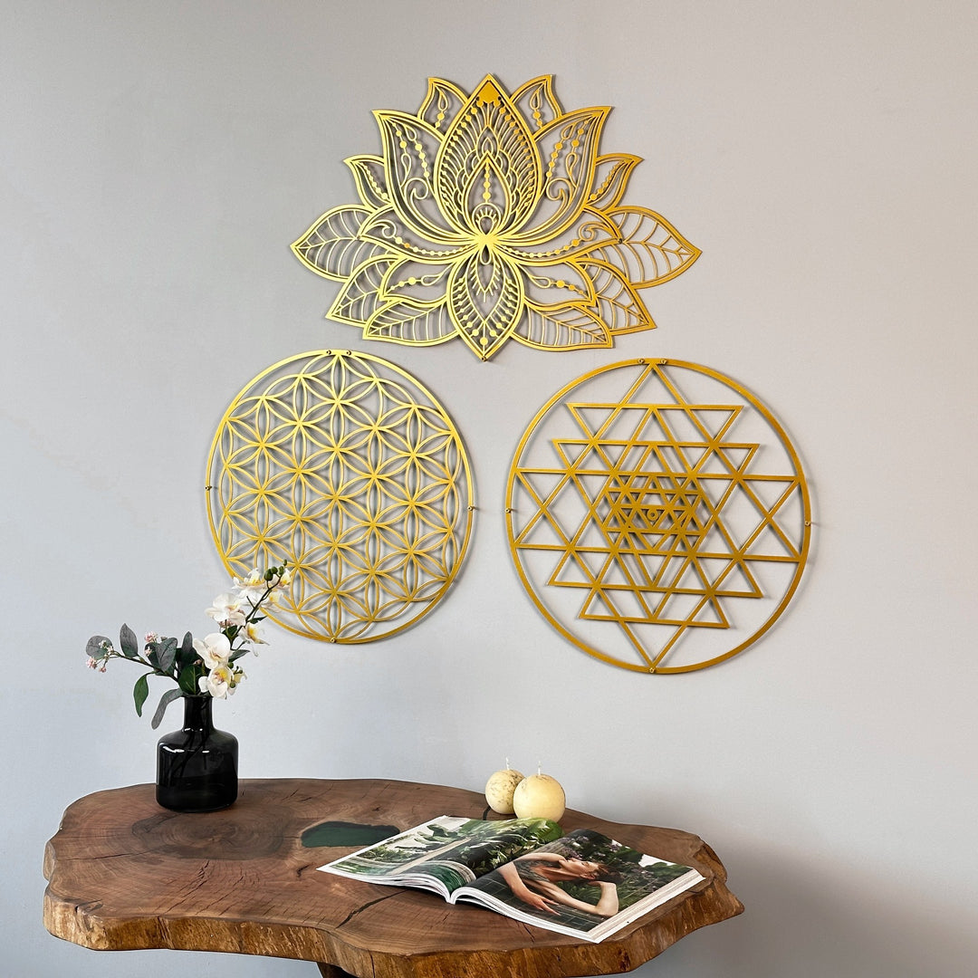 mandala-sri-yantra-yasam-cicegi-3lu-set-metal-duvar-dekoru-modern-ofis-icin-estetik-sanat-colorfullworlds