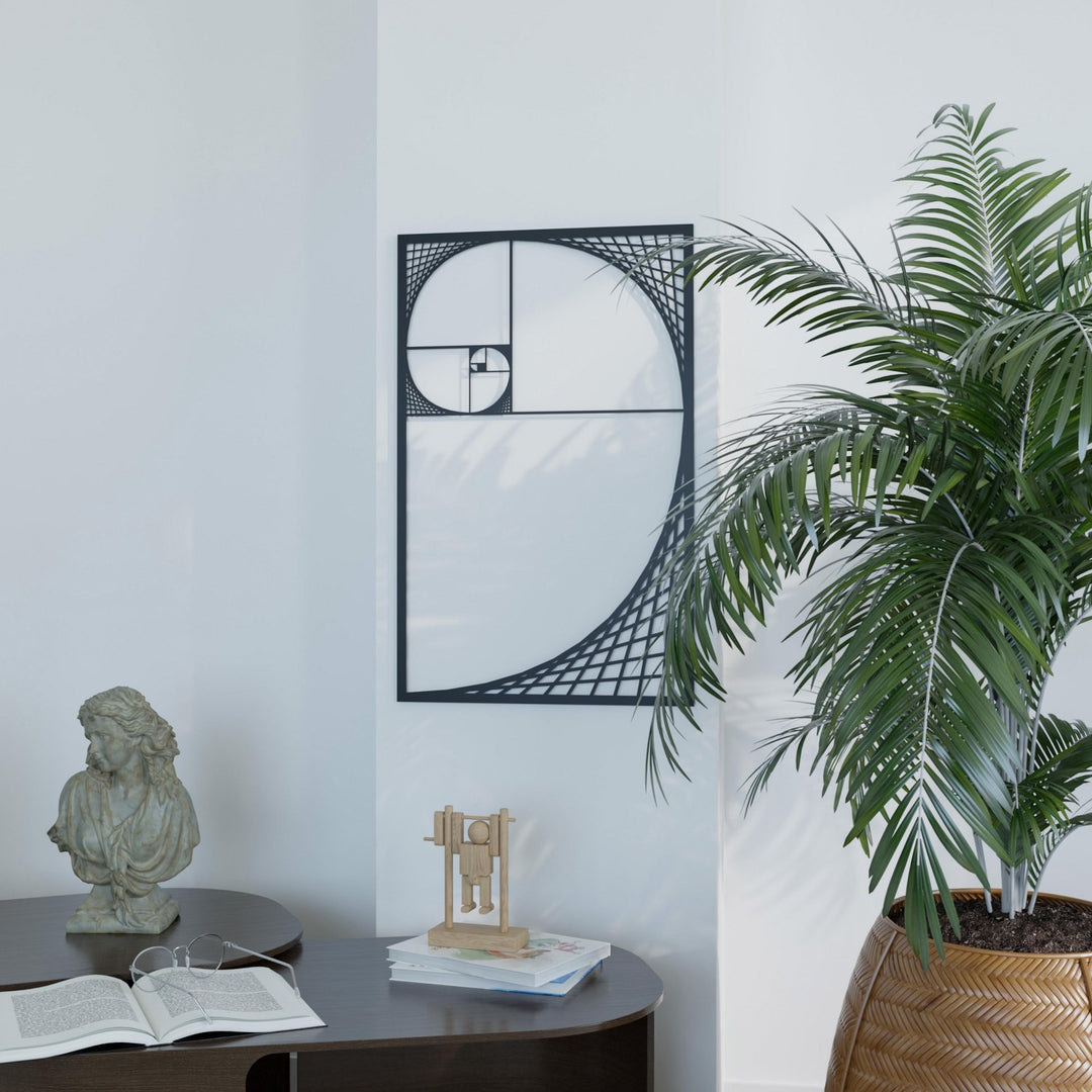 altin-oran-fibonacci-spirali-siyah-metal-duvar-tablosu-geometrik-dekorasyon-colorfullworldstr