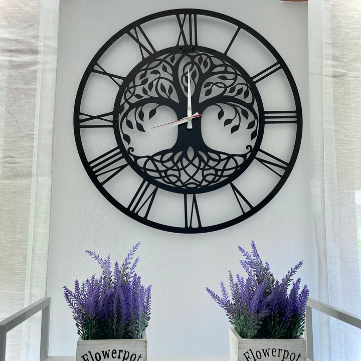 Hayat Ağacı Tasarımlı Duvar Saati - Metal Saat