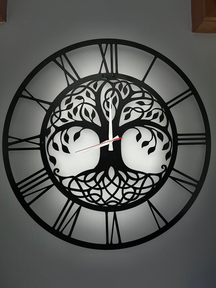 Hayat Ağacı Tasarımlı Duvar Saati - Metal Saat