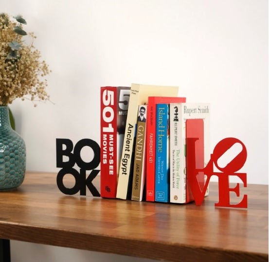 BOOK & LOVE Yazılı Metal Kitap Tutucu & Bookend