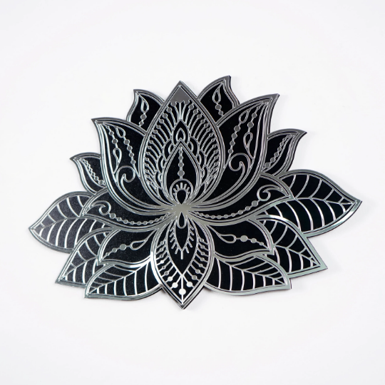 Ahşap Duvar Dekoru - Mandala Lotus Çiçeği Lazer Kesim & El Yapımı