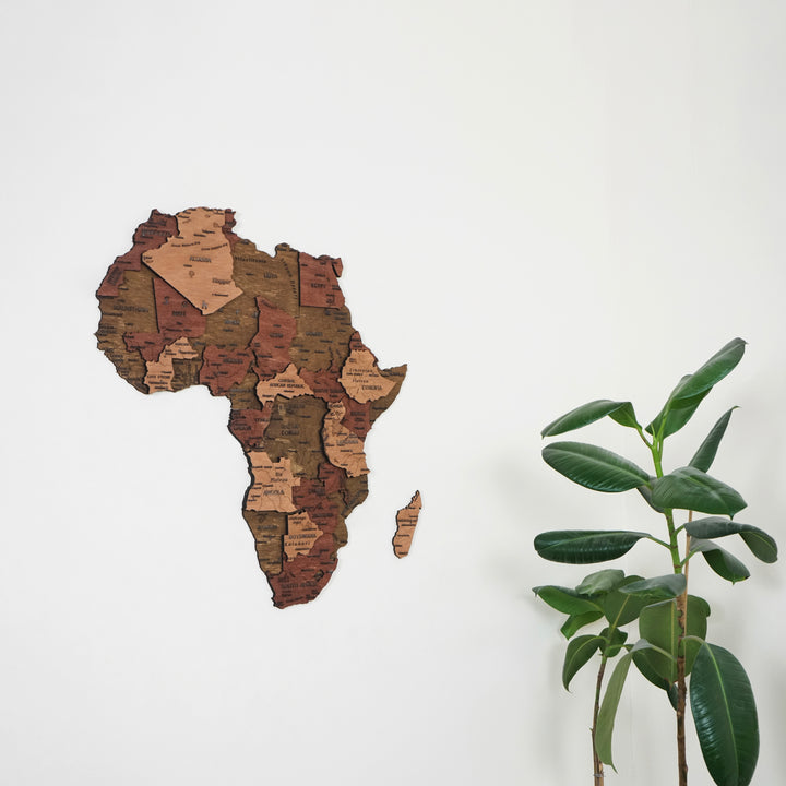 3D Ahşap Afrika Kıtası Haritası Çok Katmanlı - Karışık Renkli