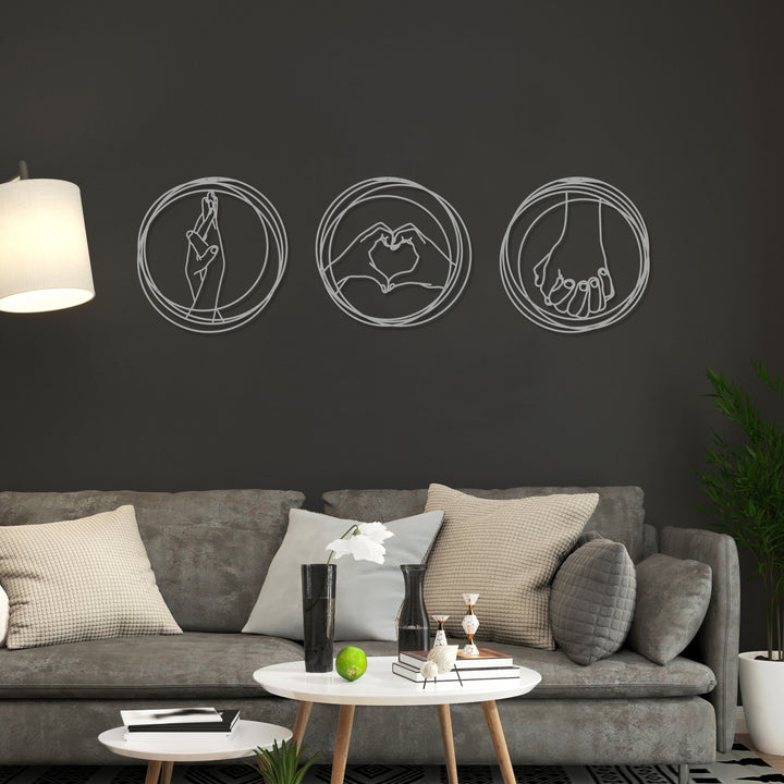 Aşk Temalı Dekoratif Metal Duvar Tablo Seti - Metal Dekor