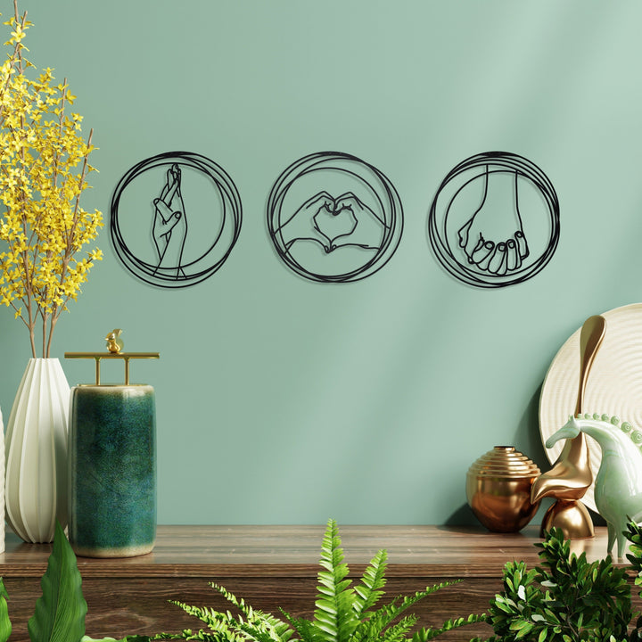 Aşk Temalı Dekoratif Metal Duvar Tablo Seti - Metal Dekor