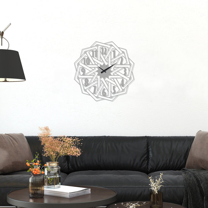 Geometrik Tasarımlı Dekoratif Metal Duvar Saati - Metal Dekor
