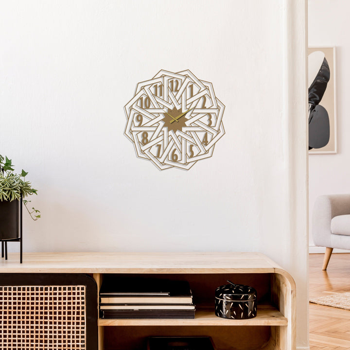 Geometrik Tasarımlı Dekoratif Metal Duvar Saati - Metal Dekor