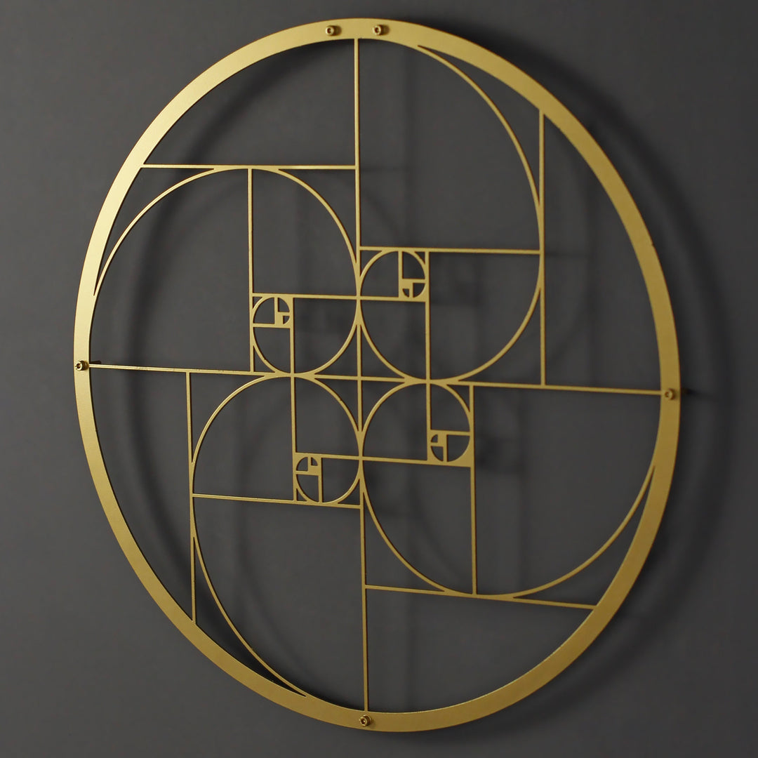 Fibonacci Spirali Altın Oran Dekoratif Metal Duvar Tablosu Metal Dekor