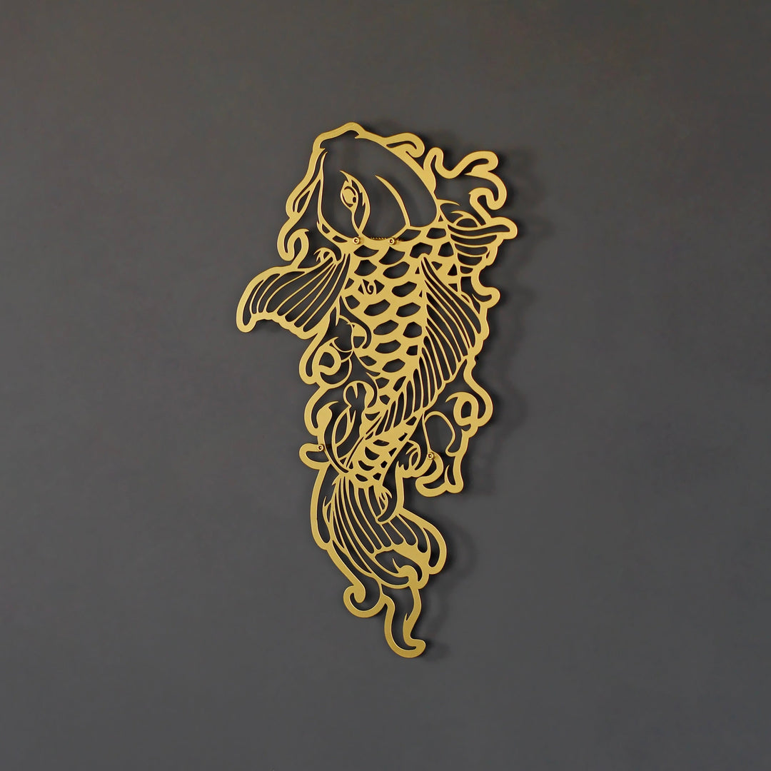Koi Balığı Dekoratif Metal Duvar Tablosu - Metal Dekor