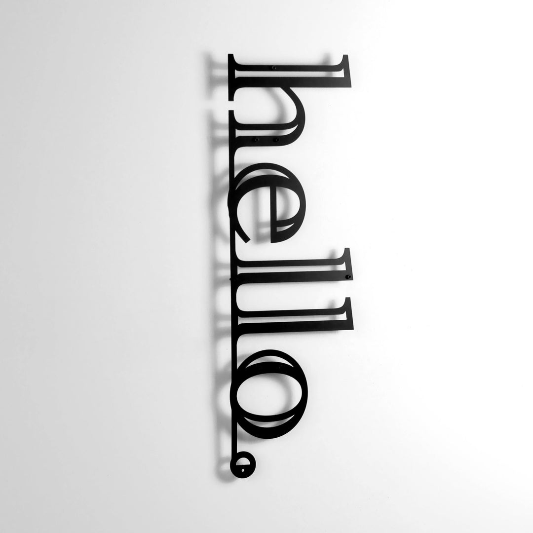 Hello Yazısı Kapı Süsü - Metal Duvar Tablosu