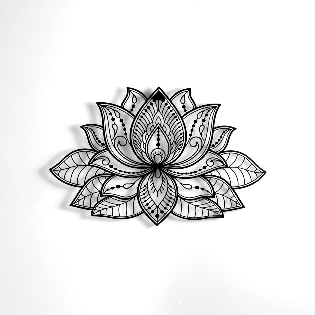 3D Mandala Lotus Çiçeği Dekoratif Metal Duvar Tablosu - Metal Dekor