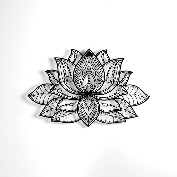 3D Mandala Lotus Çiçeği Dekoratif Metal Duvar Tablosu - Metal Dekor