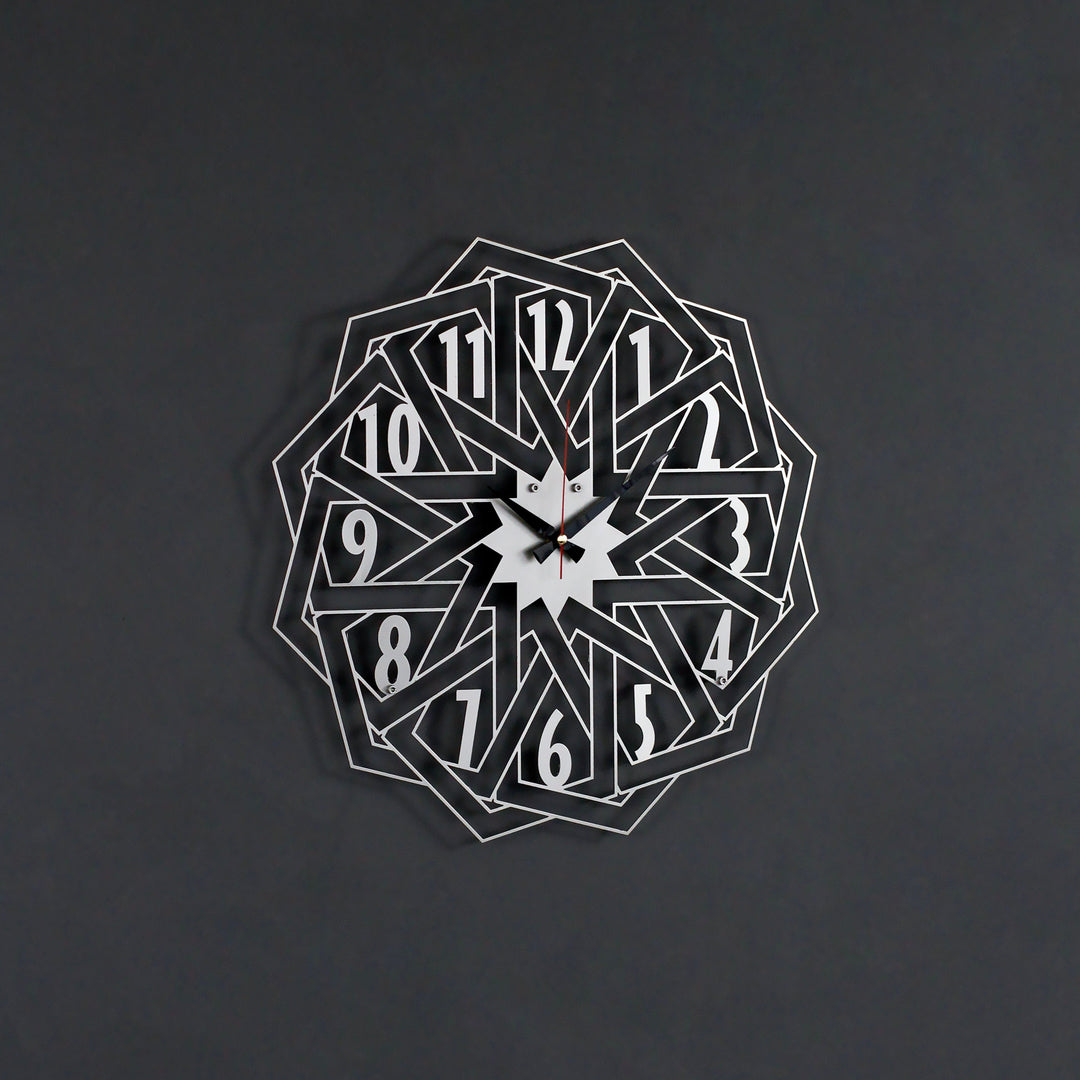 Geometrik Tasarımlı Dekoratif Metal Duvar Saati - Metal Dekor