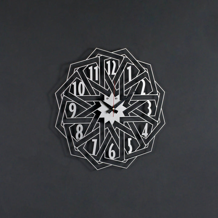 Geometrik Tasarımlı Dekoratif Metal Duvar Saati - Metal Dekor