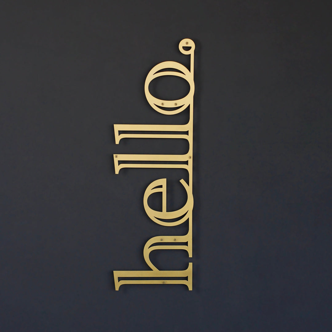 Hello Yazısı Kapı Süsü - Metal Duvar Tablosu