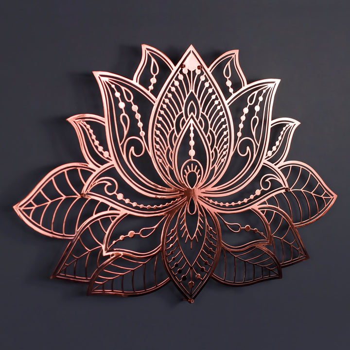 3D Mandala Lotus Metal Duvar Tablosu (Parlak) - Metal Dekor
