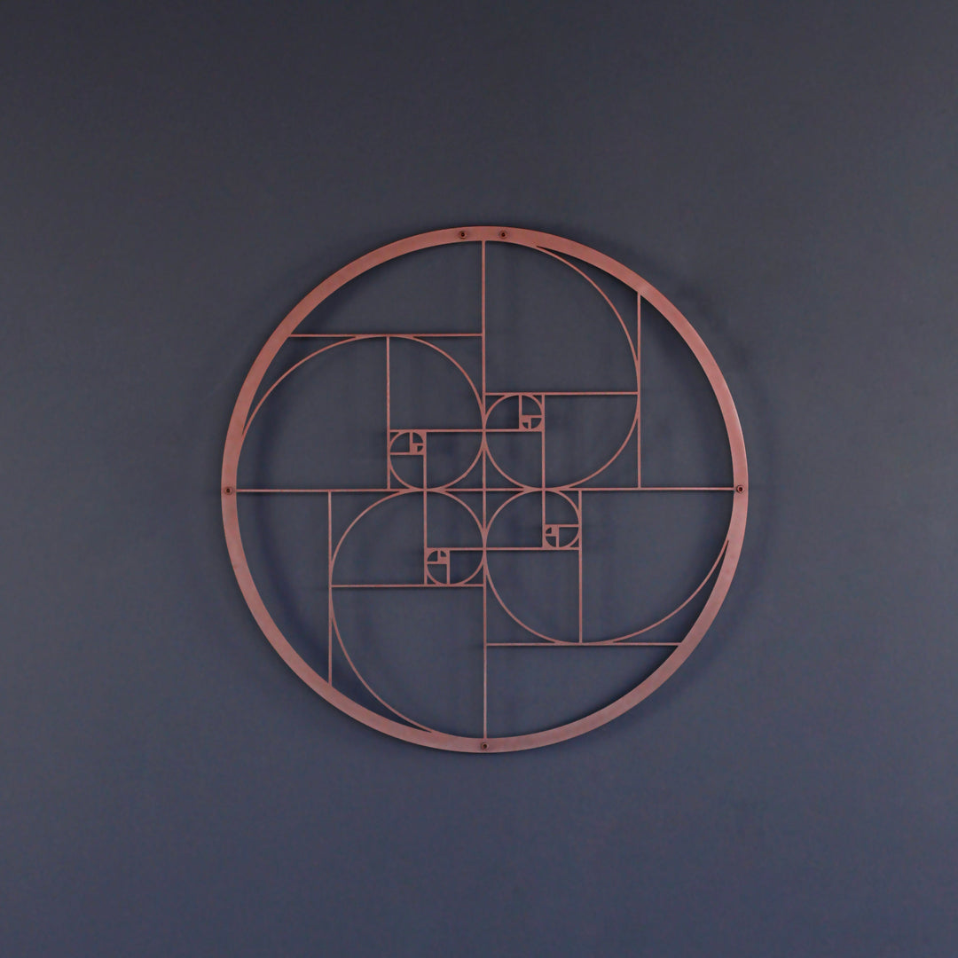 Fibonacci Spirali Altın Oran Dekoratif Metal Duvar Tablosu Metal Dekor