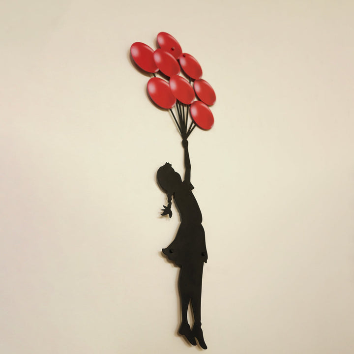 Banksy Kırmızı Balonlu Kız Dekoratif Metal Duvar Tablosu - Metal Dekor