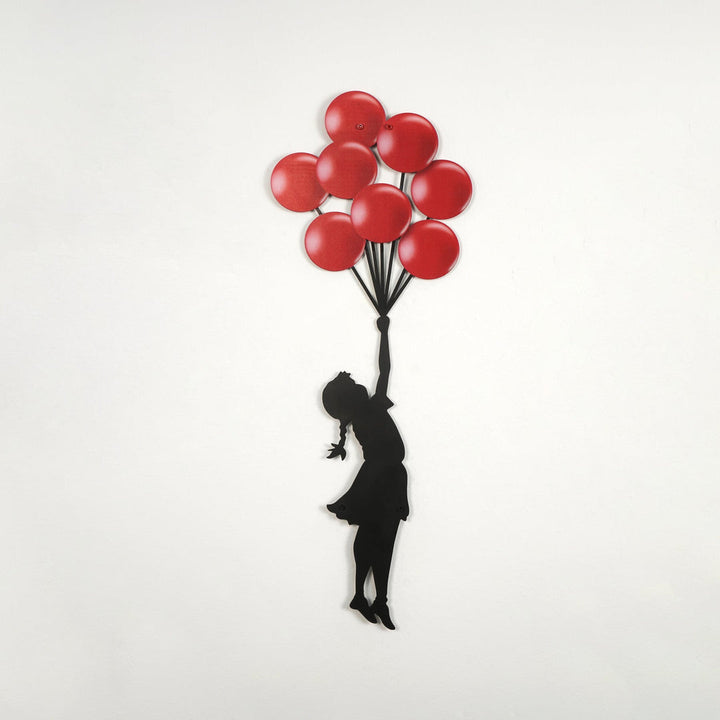 Banksy Kırmızı Balonlu Kız Dekoratif Metal Duvar Tablosu - Metal Dekor