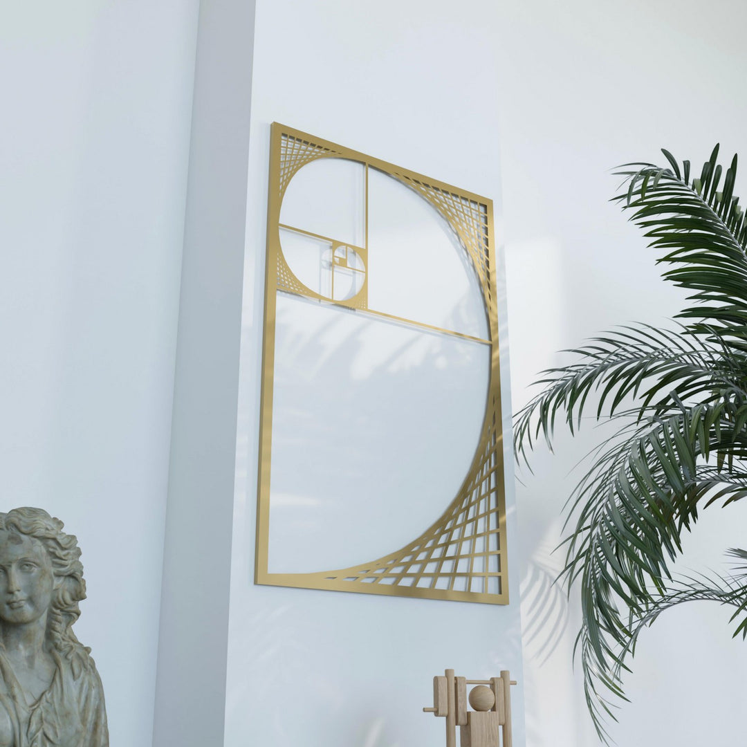 Altın Oran Fibonacci Spirali Dekoratif Metal Duvar Tablosu Dikdörtgen Metal Dekor