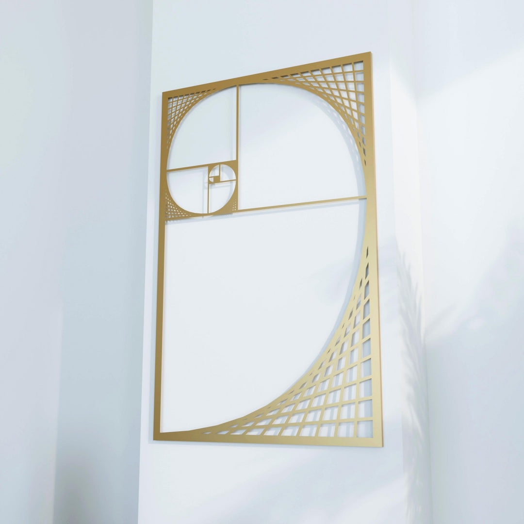 Altın Oran Fibonacci Spirali Dekoratif Metal Duvar Tablosu Dikdörtgen Metal Dekor