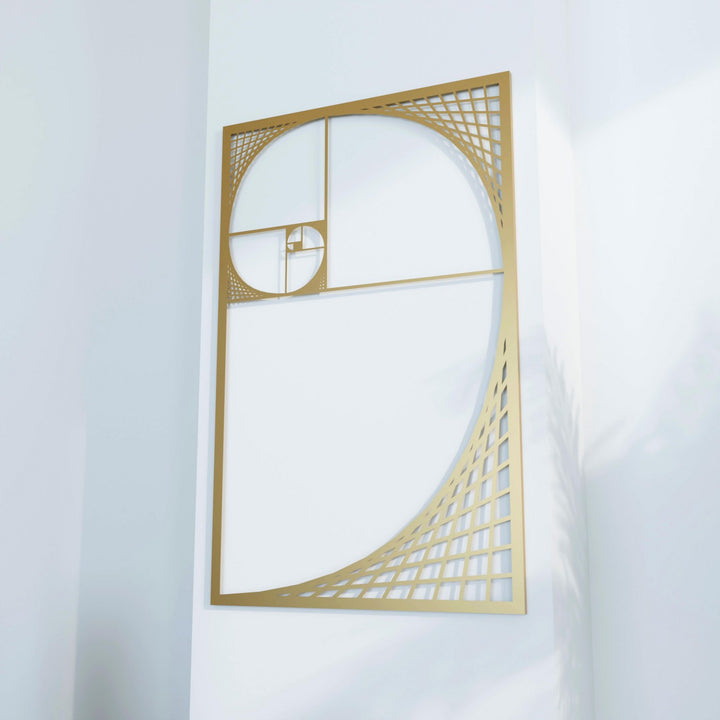 Altın Oran Fibonacci Spirali Dekoratif Metal Duvar Tablosu Dikdörtgen Metal Dekor