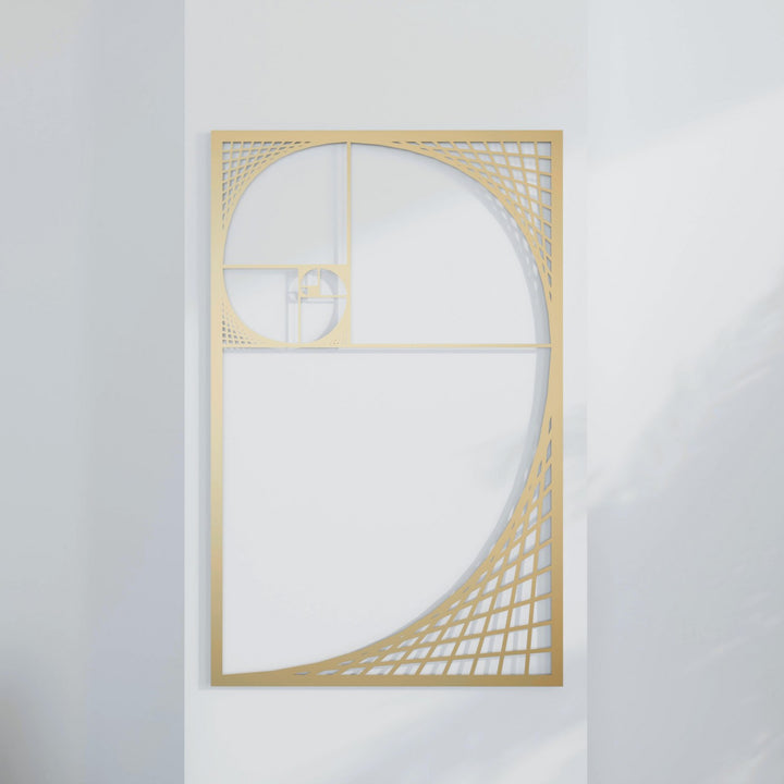 Altın Oran Fibonacci Spirali Dekoratif Metal Duvar Tablosu Dikdörtgen Metal Dekor