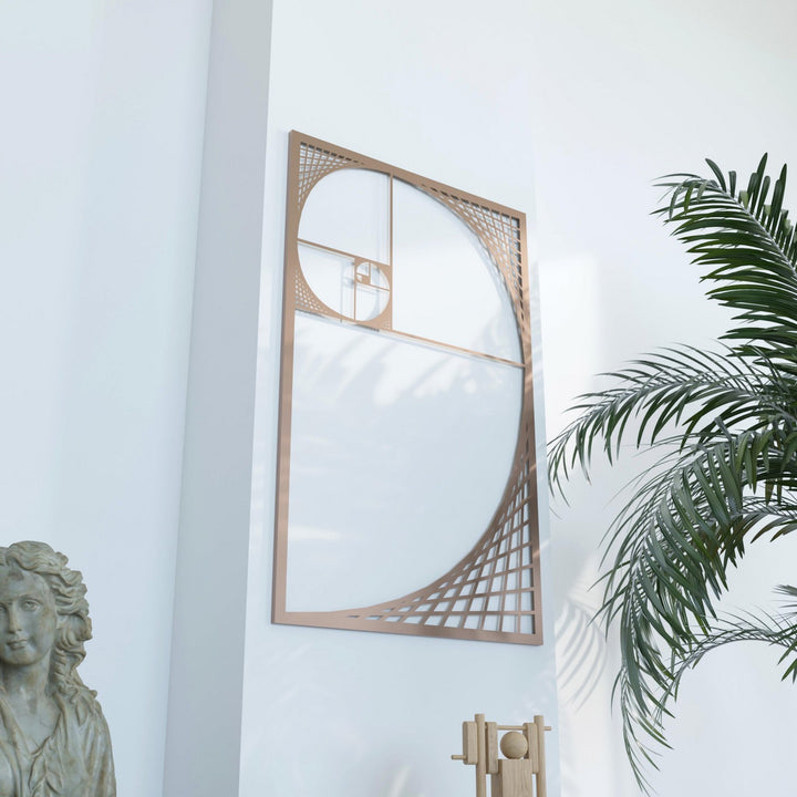 Altın Oran Fibonacci Spirali Dekoratif Metal Duvar Tablosu Dikdörtgen Metal Dekor