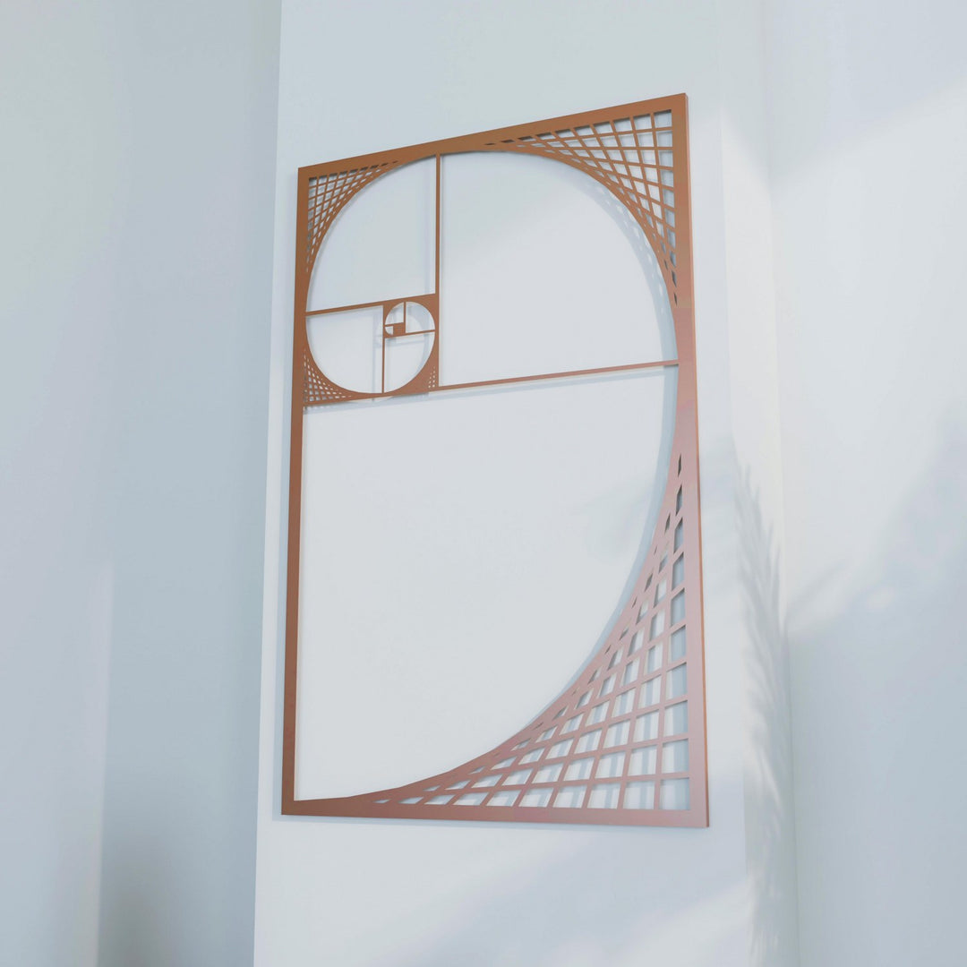 Altın Oran Fibonacci Spirali Dekoratif Metal Duvar Tablosu Dikdörtgen Metal Dekor