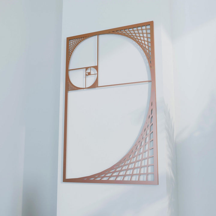 Altın Oran Fibonacci Spirali Dekoratif Metal Duvar Tablosu Dikdörtgen Metal Dekor
