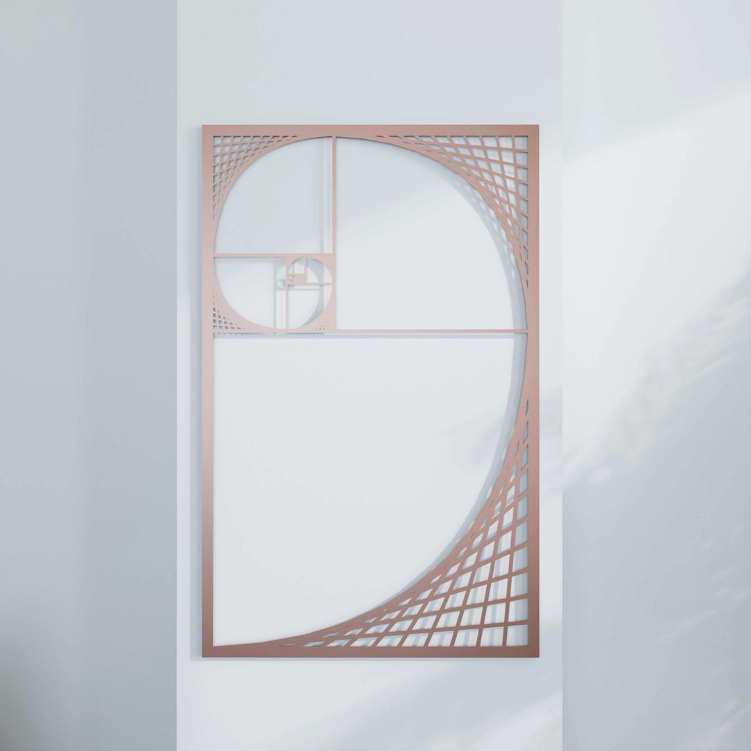 Altın Oran Fibonacci Spirali Dekoratif Metal Duvar Tablosu Dikdörtgen Metal Dekor