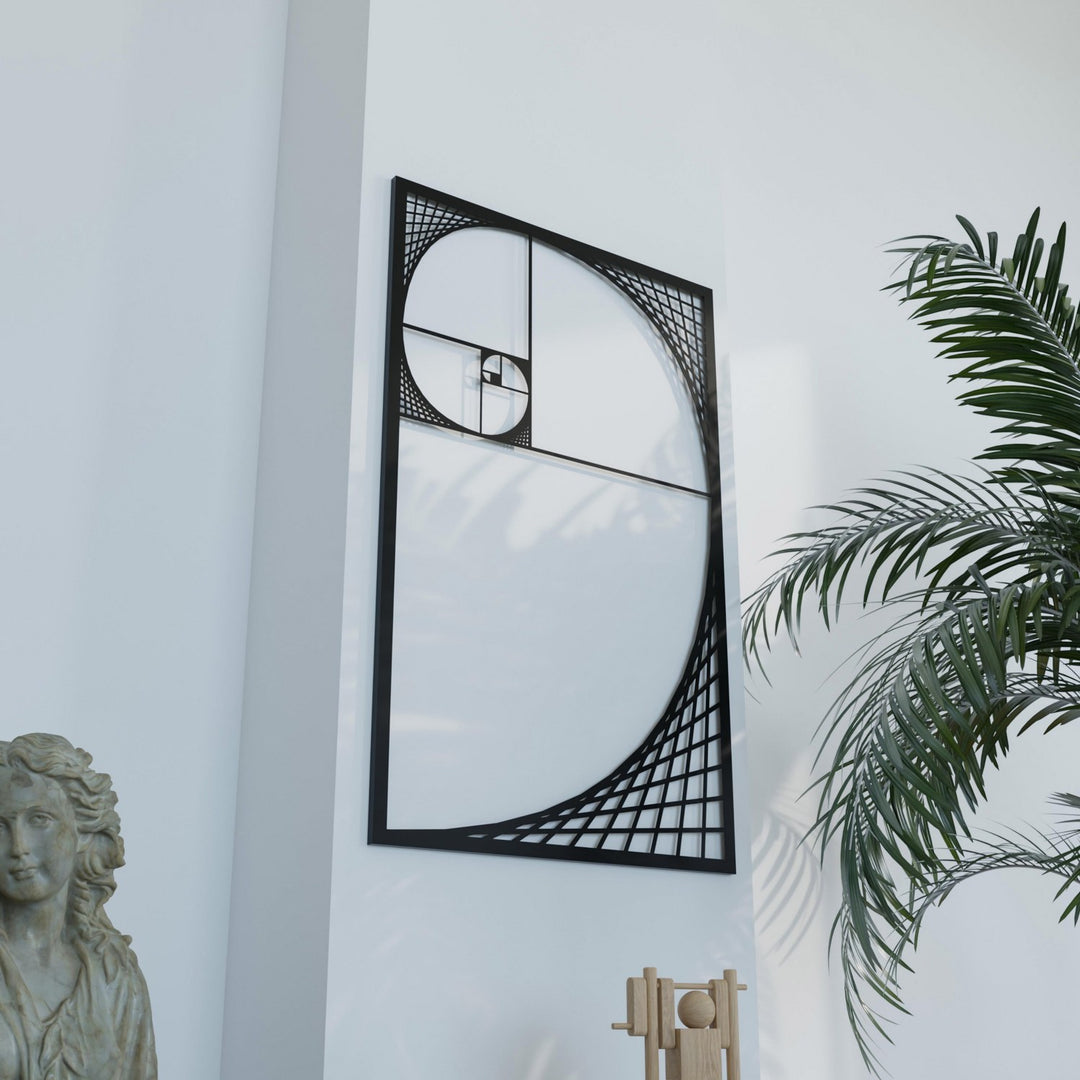 Altın Oran Fibonacci Spirali Dekoratif Metal Duvar Tablosu Dikdörtgen Metal Dekor