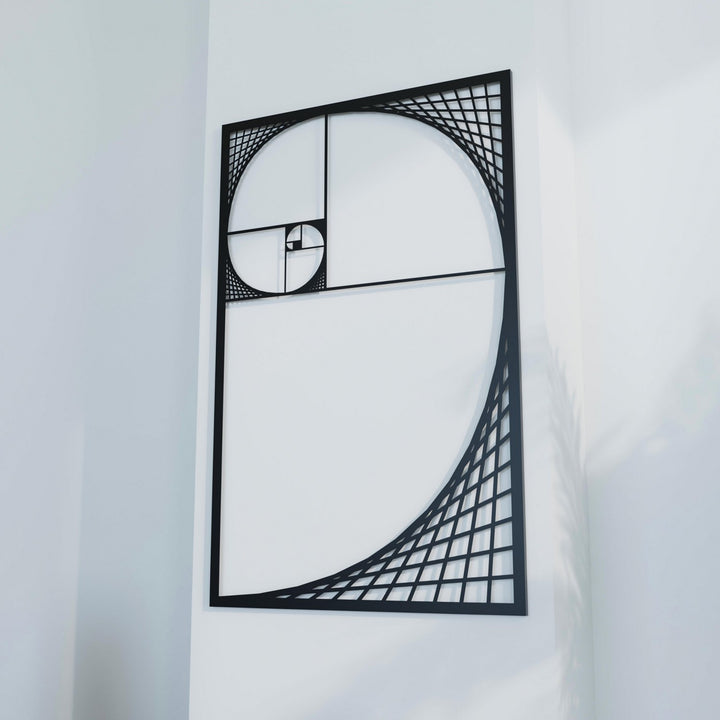 Altın Oran Fibonacci Spirali Dekoratif Metal Duvar Tablosu Dikdörtgen Metal Dekor