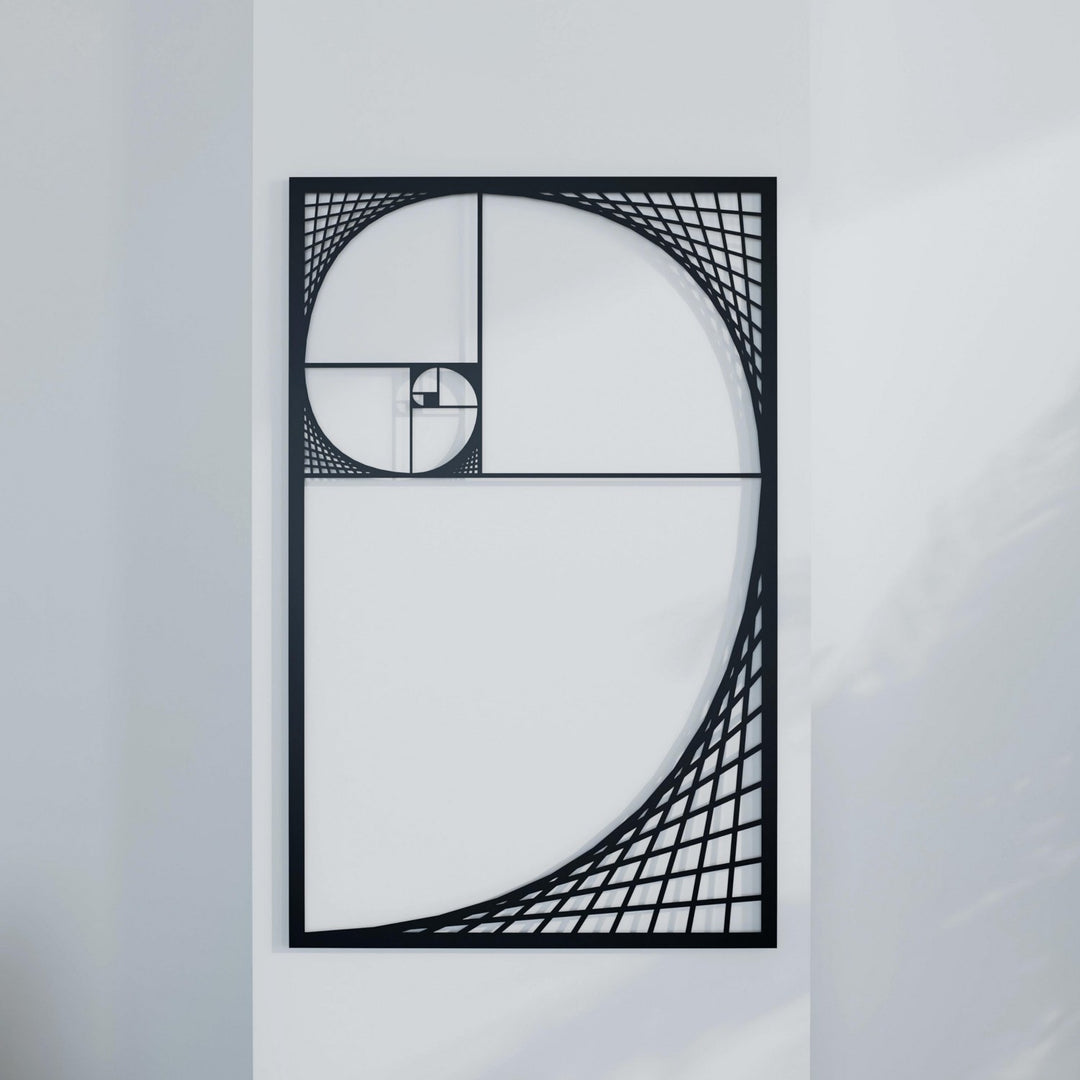 Altın Oran Fibonacci Spirali Dekoratif Metal Duvar Tablosu Dikdörtgen Metal Dekor