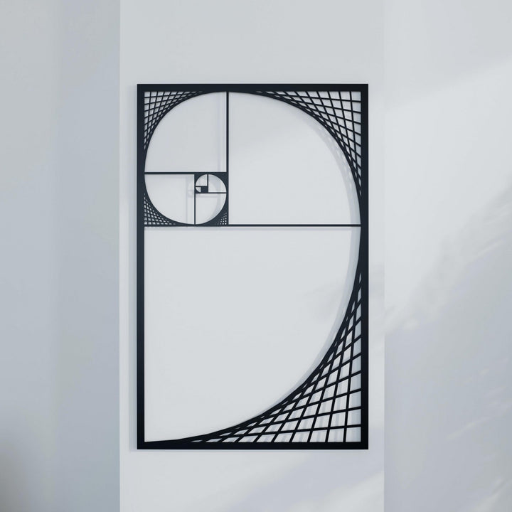 Altın Oran Fibonacci Spirali Dekoratif Metal Duvar Tablosu Dikdörtgen Metal Dekor
