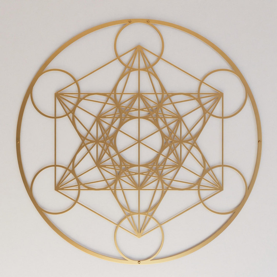 Metatron Küpü Geometrik Duvar Tablosu - Metal Dekoratif