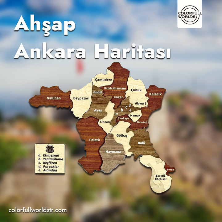 3D Ahşap Ankara Şehir Haritası - Çok Katmanlı