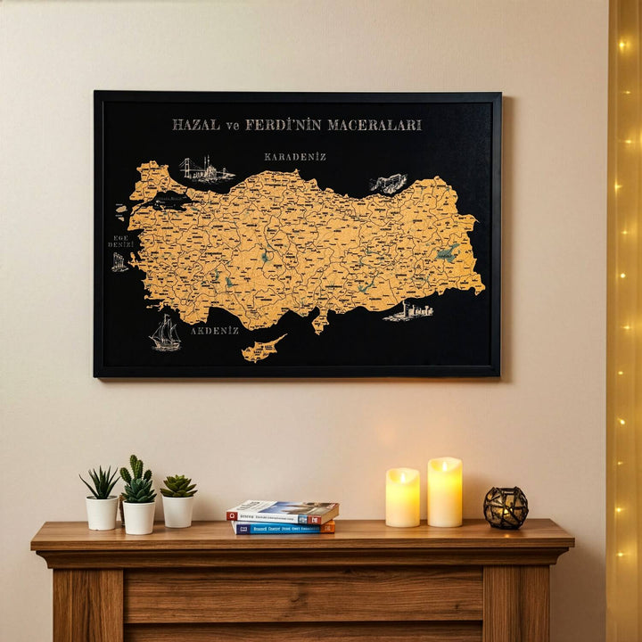 Kişiye Özel Mantar Türkiye Haritası - UV Baskılı Çerçeveli Tablo