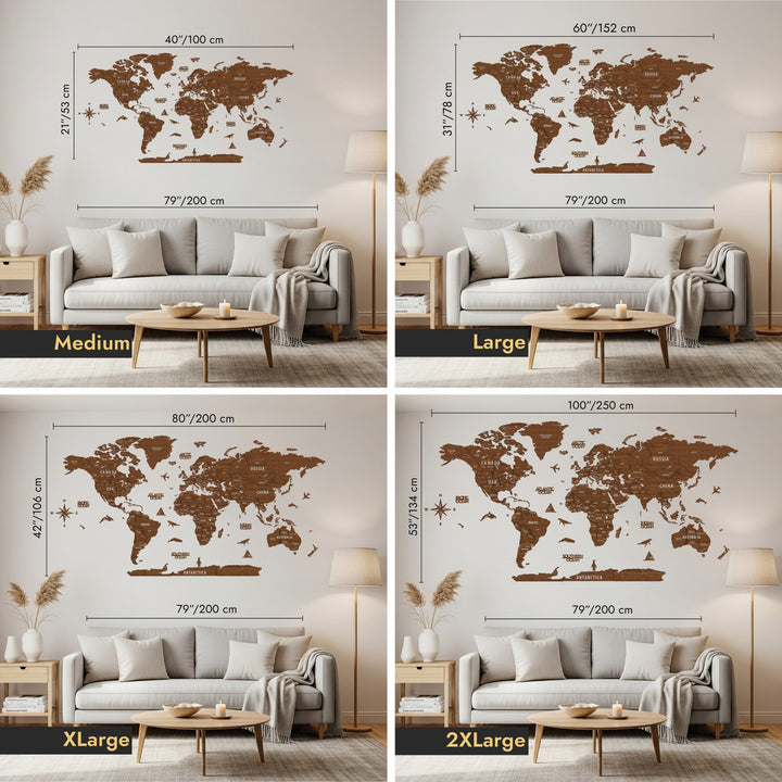 ceviz ahsap dunya haritasinin boyutlarinin duvar olculeri ve gorunumleri colorfullworldstr