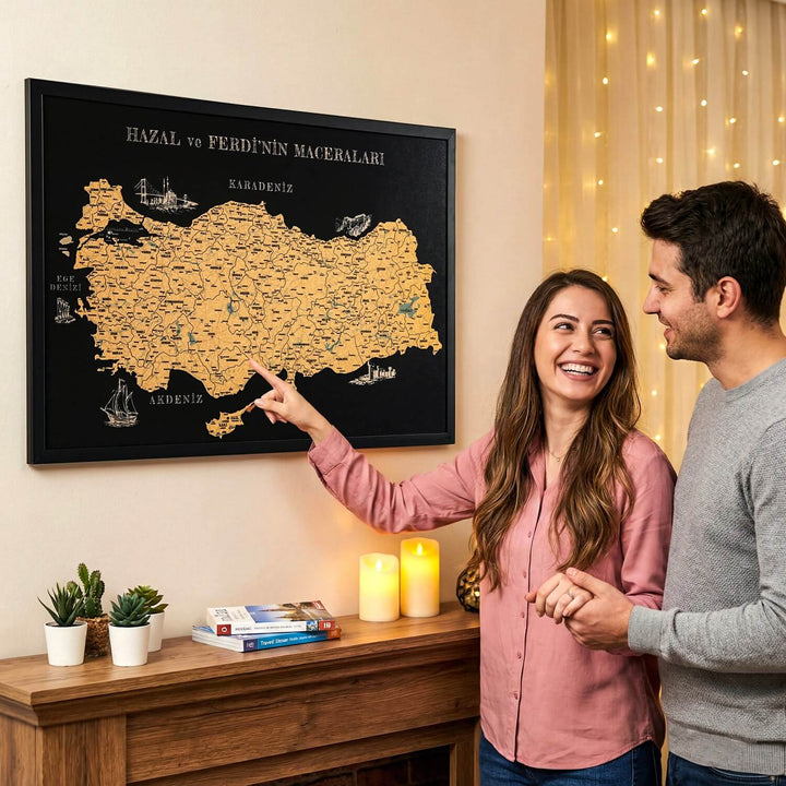 Kişiye Özel Mantar Türkiye Haritası - UV Baskılı Çerçeveli Tablo