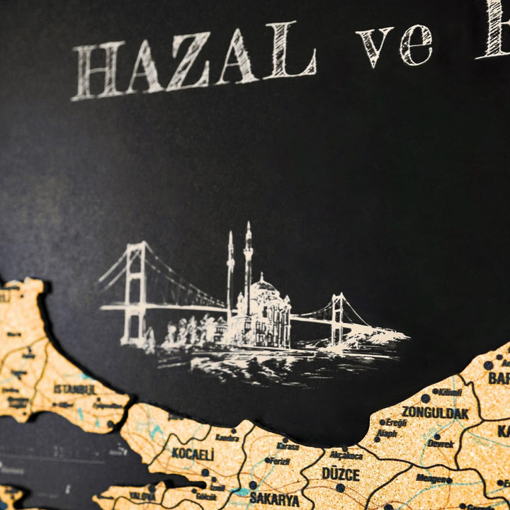 Kişiye Özel Mantar Türkiye Haritası - UV Baskılı Çerçeveli Tablo