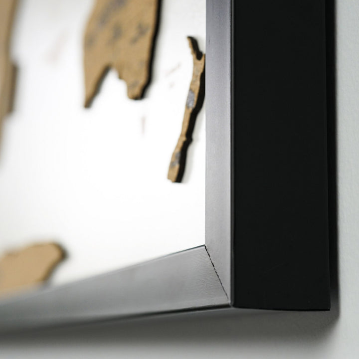 Çerçeveli Mantar Pano Dünya Haritası - Modern Duvar Dekoru