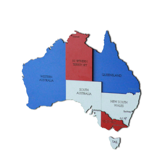 3D Ahşap Avustralya Haritası Çok Katmanlı - Karışık Renkli