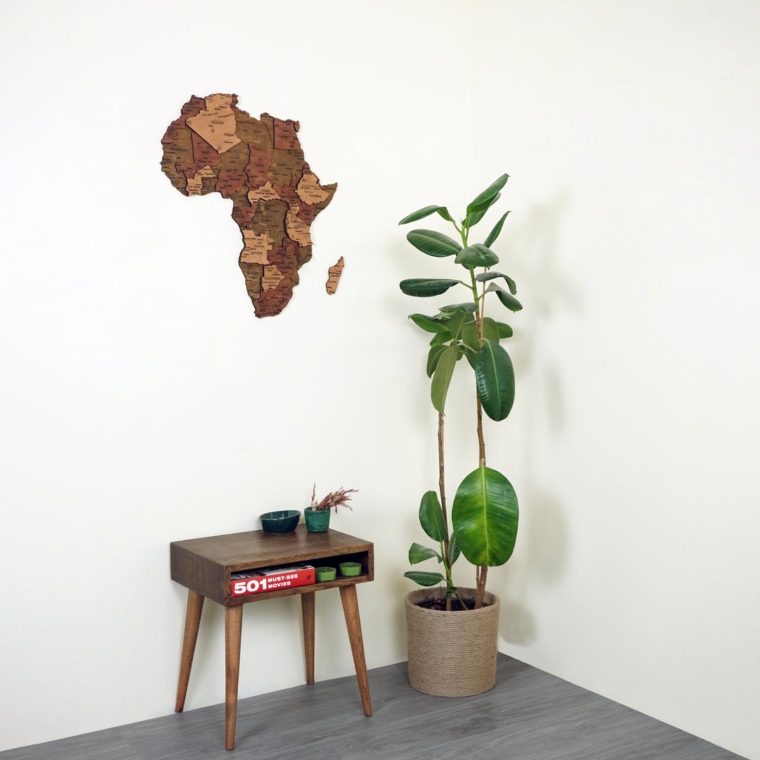 3D Ahşap Afrika Kıtası Haritası Çok Katmanlı - Karışık Renkli