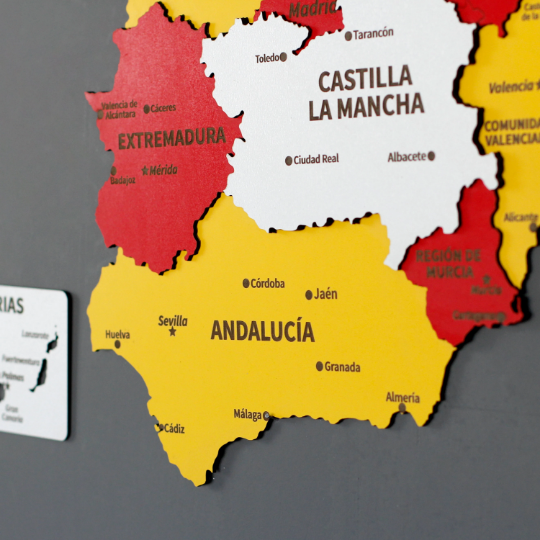 3D Ahşap İspanya Haritası Çok Katmanlı - Karışık Renkli