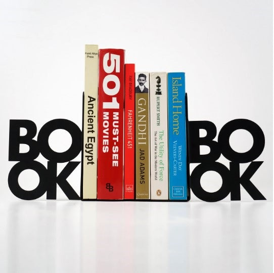 BOOK Yazılı - İki Satırlı Metal Kitap Tutucu & Bookend