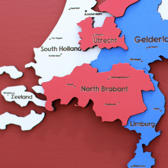 3D Ahşap Hollanda Haritası Çok Katmanlı - Karışık Renkli