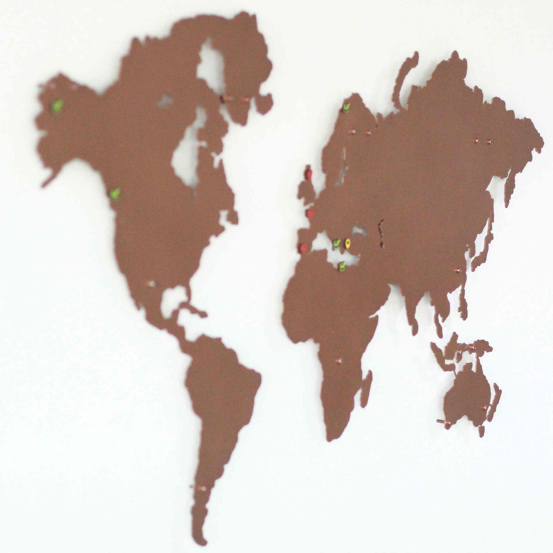 Metal Dünya Haritası Baskısız | Renk - Bakır - ColorfullWorlds