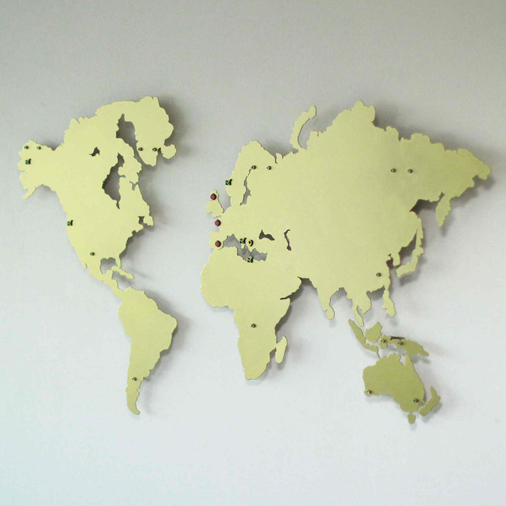 Metal Dünya Haritası Baskısız | Renk - Altın - ColorfullWorlds