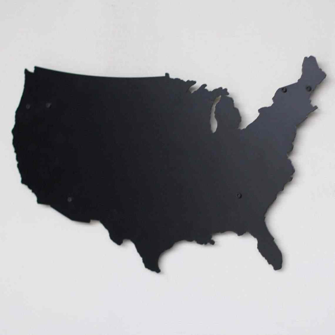 Metal ABD Haritası Baskısız | Renk - Siyah - ColorfullWorlds